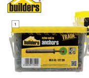 Builders 200 Pack Nylon Nail In Anchors 5mm x 45mm