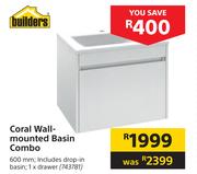 Builders Coral Wall Mounted Basin Combo
