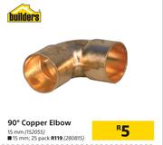 Builders 90 Degree Copper Elbow 15mm, 25 Pack