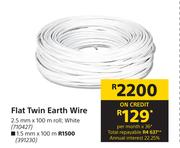 Flat Twin Earth Wire (White)-1.5mm x 100m Roll
