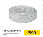 Flat Twin Earth Wire (White)-1.5mm x 100m Roll
