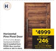 Horizontal Pine Pivot Door