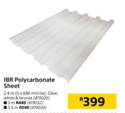 IBR Polycarbonate Sheet 2.4m (l) x 686mm (w)