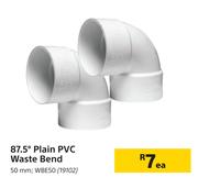 87.5° Plain PVC Wate Bend WBE50 19102-50mm Each