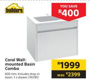 Builders Coral Wall Mounted Basin Combo