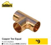 Builders Copper Tee Equal 15mm, 25 Pack