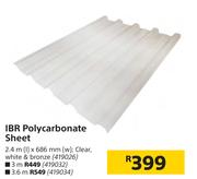IBR Polycarbonate Sheet 2.4m (l) x 686mm (w)