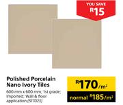 Polished Porcelain Nano Ivory Tiles-Per Sqm