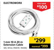 Electroworx 1mm 10A 20m Extension Cable 784078, 784086