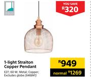 Eglo 1 Light Straiton Copper Pendant