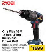 Ryobi One Plus 18 V 13 mm Li-Ion Brushless Driver Drill XBID18