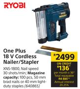 Ryobi One Plus 18 V Cordless Nailer/Stapler XNS-1800