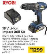 Ryobi 18 V Li-Ion Impact Drill Kit