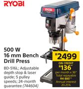 Ryobi 500 W 16 mm Bench Drill Press BD-516L