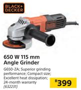 Black+Decker 650 W 115 mm Angle Grinder G650-ZA