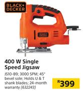 Black+Decker 400 W Single Speed Jigsaw JS10-B9