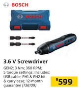 Bosch 3.6 V Screwdriver GEN2