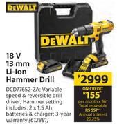 Dewalt 18 V 13 mm Li-Ion Hammer Drill DCD77652-ZA