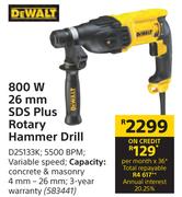 Dewalt 800 W 26 mm SDS Plus Rotary Hammer Drill D25133K