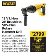 Dewalt 18 V Li-Ion XR Brushless SDS-Plus Rotary Hammer Drill DCH133NT-XJ