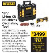 Dewalt 18 V Li-Ion XR Brushless Oscillating Tool DCS355NT-XJ