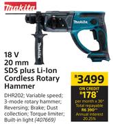 Makita 18 V 20 mm SDS Plus Li-Ion Cordless Rotary Hammer DHR202