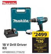Makita 18 V Drill Driver Kit HP488D002