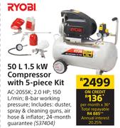 Ryobi 50L 1.5KW Compressor With 5 Piece Kit