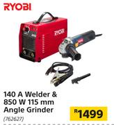 Ryobi 140A Welder & 850W 115mm Angle Grinder