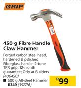Grip 450g Fibre Handle Claw Hammer