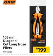 Grip 165mm Diagonal Cut Long Nose Pliers
