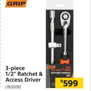 Grip 3 Piece 1/2" Ratchet & Access Driver