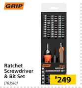 Grip Ratchet Screwdriver & Bit Set