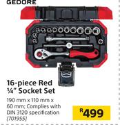 Gedore 16 Piece Red 1/4" Socket Set