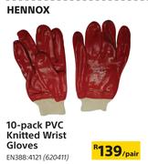 Hennox 10 Pack PVC Knitted Wrist Gloves-Per Pair