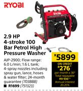 Ryobi 2.9 HP 4 Stroke 100 Bar Petrol High Pressure Washer