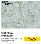 Fired Earth Soft Floral Wallpaper 530 mm x 10 m