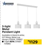 Bright Star 3 Light Metal Pendant Light