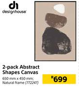 Designhouse 2 Pack Abstract Shapes Canvas (Natural Frame) 650mm x 450mm