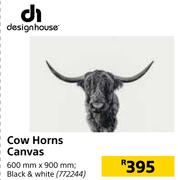 Designhouse Cow Horns (Black & White) Canvas 600mm x 900mm