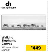 Designhouse Walking Elephants Canvas 350mm x 1.05m