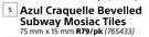 Azul Craquelle Bevelled Subway Mosaic Tiles-75mm x 15mm Per Pack