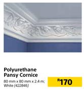 Polyurethane Pansy Cornice White-80mm x 80mm x 2.4m