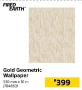 Fired Earth Gold Geometric Wallpaper 530mm X 10m