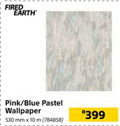 Fired Earth Pink/Blue Pastel Wallpaper 530mm X 10m