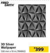Fired Earth 3D Silver Wallpaper 530mm X 10m