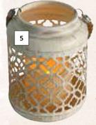 DH LED Metal Cut-Out Candle Lantern (White, Large)