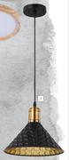 Bright Star 1 Light Dented Metal Pendant Light Black/Gold & White/Gold