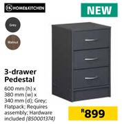 Home & Kitchen 3 Drawer Pedestal