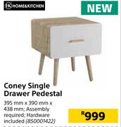 Home & Kitchen Coney Single Drawer Pedestal